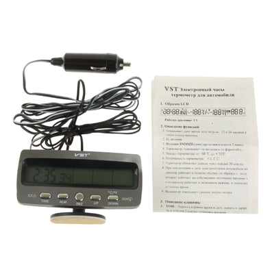 3.6 inch LCD Car Digital Thermometer with Time / Date / Week / Alarm / Car Storage Battery Voltage Display, 3.6 inch Digital Thermometer