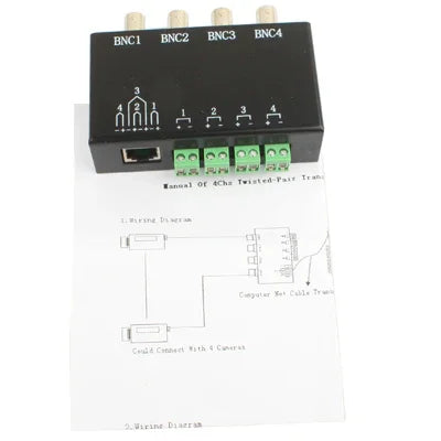 เครื่องรับส่งสัญญาณวิดีโอ BNC เป็น UTP RJ45 แบบพาสซีฟ 4 ช่อง, QC204
