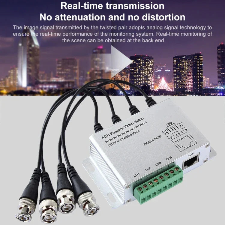 บาลันวิดีโอ UTP แบบพาสซีฟ 4 ช่อง / CCTV ผ่านสายบิดเกลียว, 4 ช่อง UTP