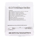 อะแดปเตอร์บาลันวิดีโอแบบพาสซีฟ 1 ช่อง CVI/TVI/AHD รุ่น 202C-HD 2 ชิ้น, 202C-HD