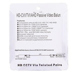 อะแดปเตอร์บาลันวิดีโอแบบพาสซีฟ 1 ช่อง CVI/TVI/AHD รุ่น 202E-HD 2 ชิ้น, 202E-HD