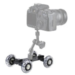 รถสไลเดอร์วิดีโอติดตั้งบนโต๊ะพื้นสำหรับกล้อง DSLR สีดำ