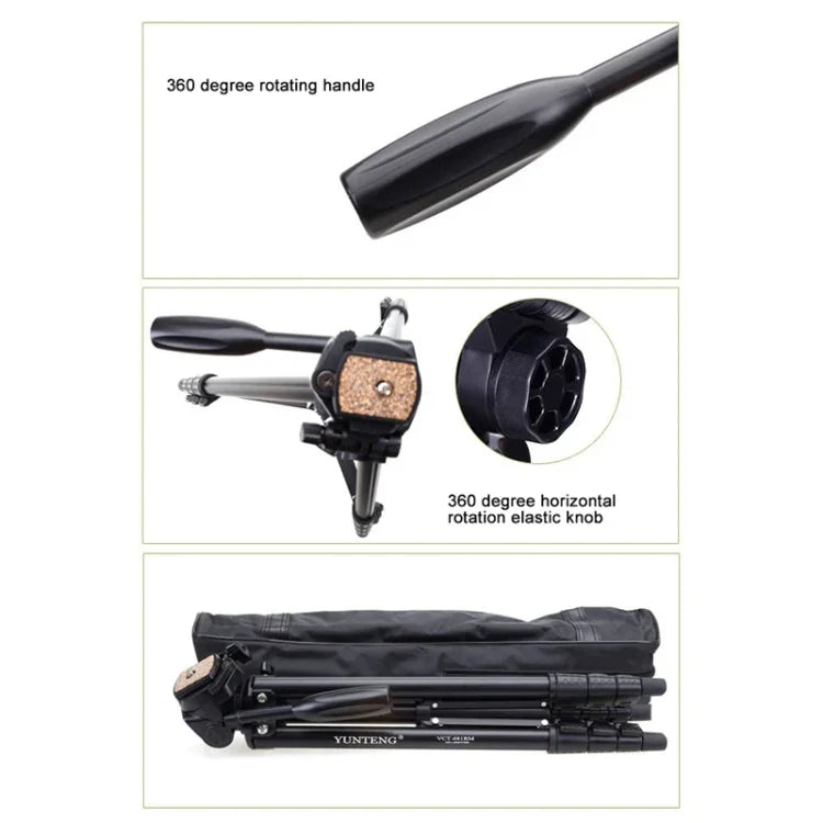ขาตั้งกล้อง VCT-681 ยุนเทง 138 ซม. สำหรับกล้อง SLR / Micro-SLR / ดิจิตอล ขาอลูมิเนียมพับได้ 4 ท่อน เหมาะสำหรับ Canon / Nikon / Panasonic / Pentax / Casio / Sony / Fuji (รับน้ำหนักได้ 3 กก.)