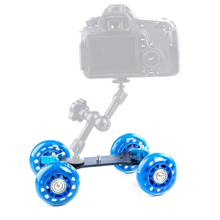 รถสไลเดอร์วิดีโอติดตั้งบนโต๊ะพื้นรุ่นแรก DEBO สำหรับกล้อง DSLR / กล้องวิดีโอ สีฟ้า
