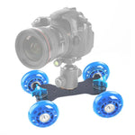 รถสไลเดอร์วิดีโอติดตั้งบนโต๊ะพื้นรุ่นแรก DEBO สำหรับกล้อง DSLR / กล้องวิดีโอ สีฟ้า
