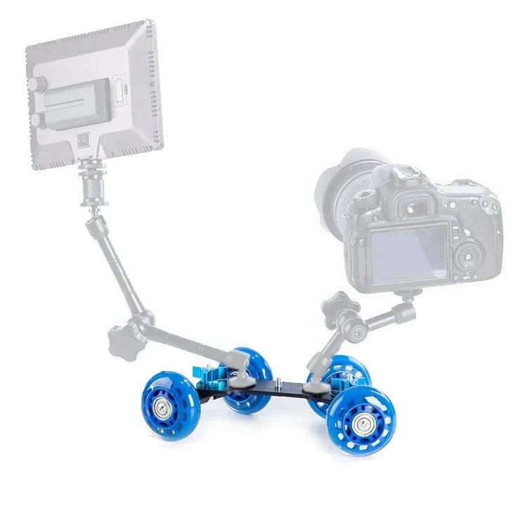 รถสไลเดอร์วิดีโอติดตั้งบนโต๊ะพื้นรุ่นแรก DEBO สำหรับกล้อง DSLR / กล้องวิดีโอ สีฟ้า