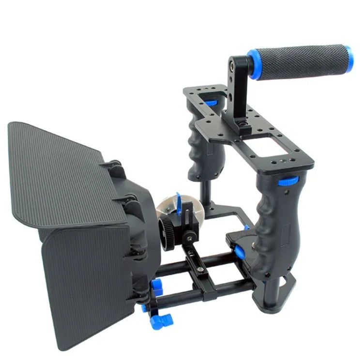 YELANGU YLG1103A-B เคจกล้องวิดีโอพร้อมด้ามจับขนาดใหญ่ + ชุดแมตต์บ็อกซ์ สำหรับกล้อง DSLR / กล้องวิดีโอ