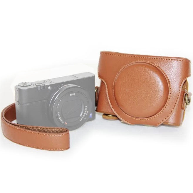 กระเป๋ากล้องหนัง PU สไตล์ย้อนยุคพร้อมสายสะพาย สำหรับ Sony RX100 M3 / M4 / M5