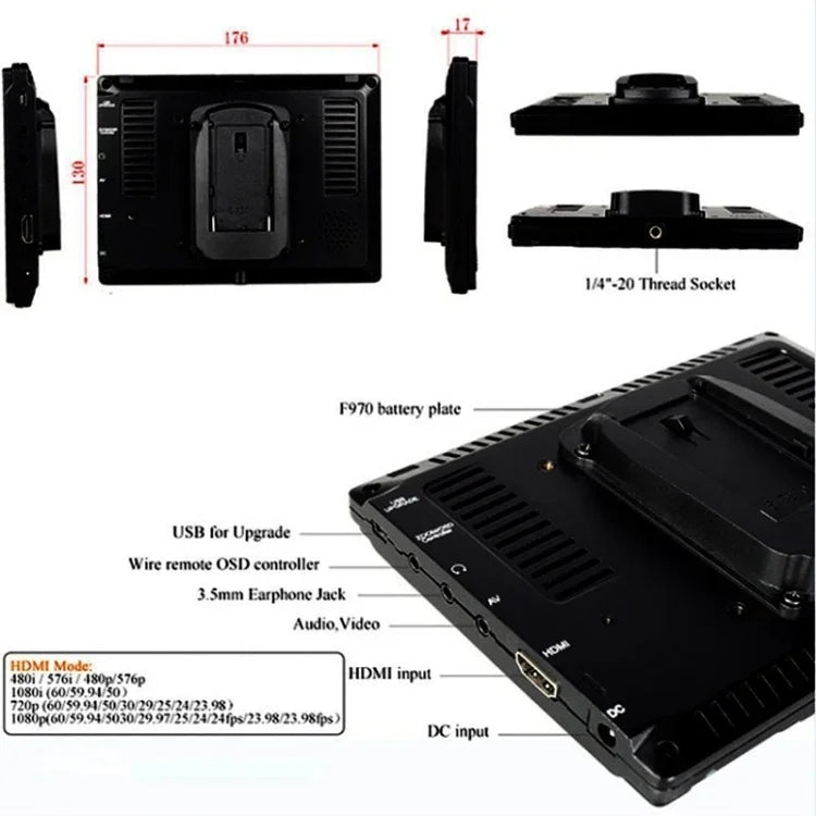 FEELWORLD FW-759 จอมอนิเตอร์กล้องขนาด 7 นิ้ว ดีไซน์บาง ความละเอียด 1280 x 800 HDMI 1080P