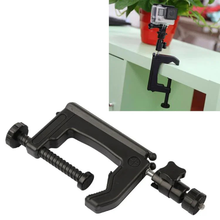 ขาตั้งจับหนีบโต๊ะพร้อมอะแดปเตอร์ขาตั้งกล้องสำหรับ GoPro, Insta360, DJI และกล้องแอคชั่นอื่น ๆ ขนาดหนีบ: 1 - 6 ซม. ขาหนีบโต๊ะ