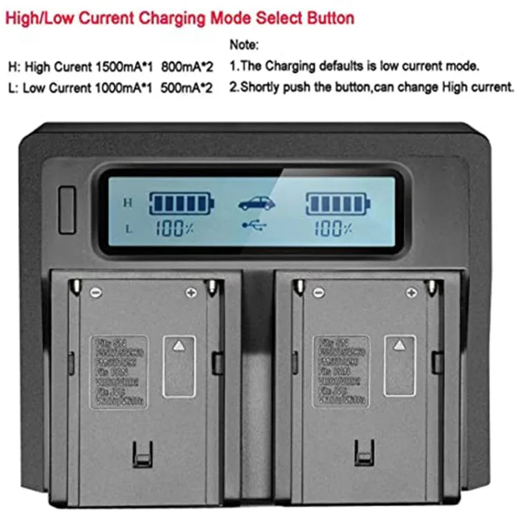 แท่นชาร์จแบตเตอรี่ดิจิทัลช่องคู่พร้อมพอร์ต USB สำหรับแบตเตอรี่ Sony BP-U30 / U60 / U90, ใช้ได้กับ Sony EX260 / EX280 / FS7
