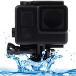 เคสกันน้ำรุ่น Black Edition พร้อมตะขอและขาตั้งพื้นฐานสำหรับ GoPro HERO4 /3+ ความลึกกันน้ำ: 10 เมตร กันน้ำ 10 เมตร