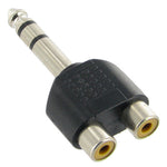 อะแดปเตอร์แจ็คหูฟังสเตอริโอ 6.35mm ตัวผู้เป็น 2 RCA ตัวเมีย