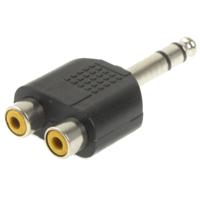 อะแดปเตอร์แจ็คหูฟังสเตอริโอ 6.35mm ตัวผู้เป็น 2 RCA ตัวเมีย