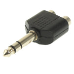 อะแดปเตอร์แจ็คหูฟังสเตอริโอ 6.35mm ตัวผู้เป็น 2 RCA ตัวเมีย