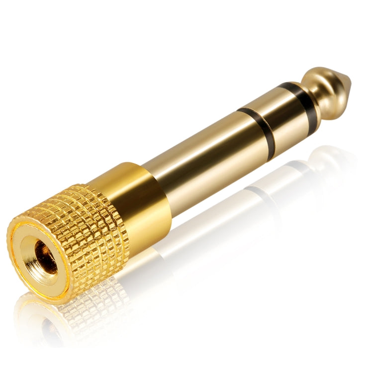 อะแดปเตอร์แจ็คสเตอริโอ 6.35mm ตัวผู้เป็น 3.5mm ตัวเมีย ชุบทอง