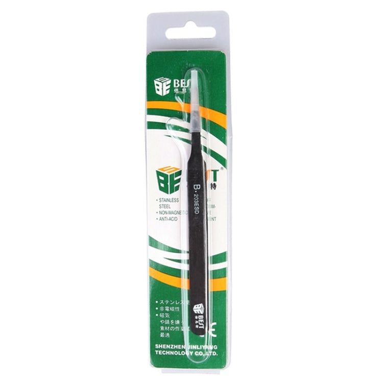 แหนบ BEST BST-203ESD 202 สแตนเลส ปลายกันไฟฟ้าสถิตย์, BST-203ESD