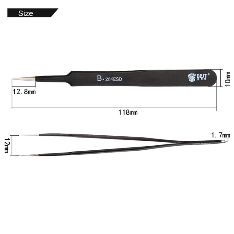 แหนบ BEST BST-204ESD 202 สแตนเลส ปลายกันไฟฟ้าสถิตย์, BST-204ESD