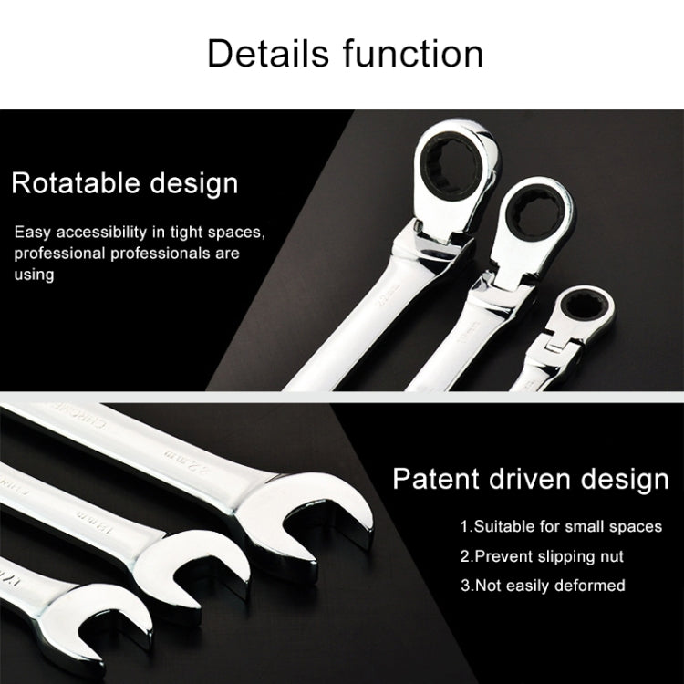 17mm Dual-use Opening Plum Ratcheting Angled Wrench , Length: 22.5cm, 17mm