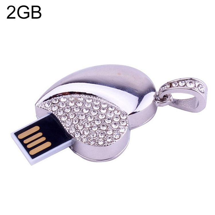 แฟลชไดรฟ์ USB รูปหัวใจเงินประดับเพชร เหมาะสำหรับของขวัญวันวาเลนไทน์ ความจุ 2GB, 4GB, 8GB, 16GB, 32GB