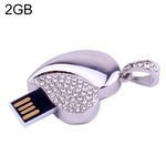 แฟลชไดรฟ์ USB รูปหัวใจเงินประดับเพชร เหมาะสำหรับของขวัญวันวาเลนไทน์ ความจุ 2GB, 4GB, 8GB, 16GB, 32GB