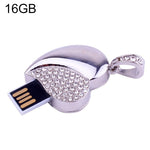 แฟลชไดรฟ์ USB รูปหัวใจเงินประดับเพชร เหมาะสำหรับของขวัญวันวาเลนไทน์ ความจุ 2GB, 4GB, 8GB, 16GB, 32GB