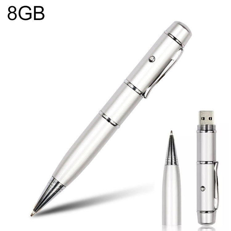 แฟลชไดรฟ์ USB สไตล์ปากกาลูกลื่น 3-in-1 สีเงิน ความจุ 8GB