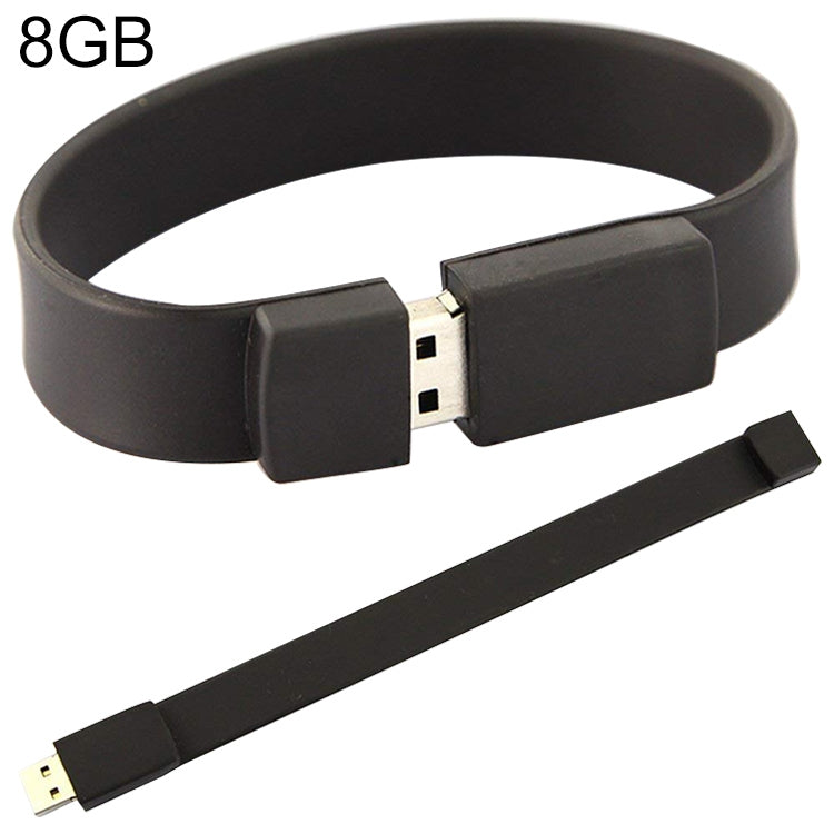 แฟลชไดรฟ์ USB 2.0 สายรัดข้อมือซิลิโคน 8GB, 8GB (สีดำ)