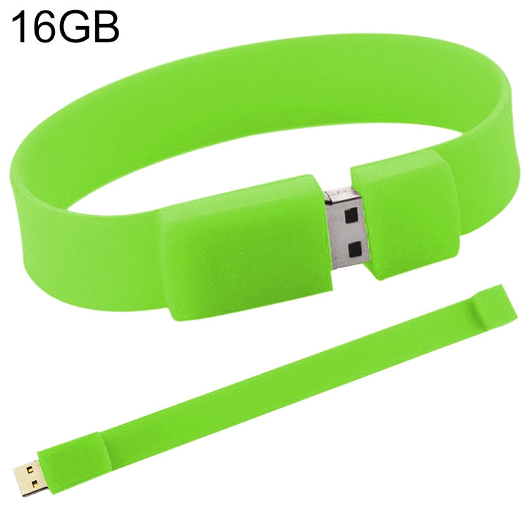 แฟลชไดรฟ์ USB 2.0 สายรัดข้อมือซิลิโคน 16GB, 16GB (สีเขียว)