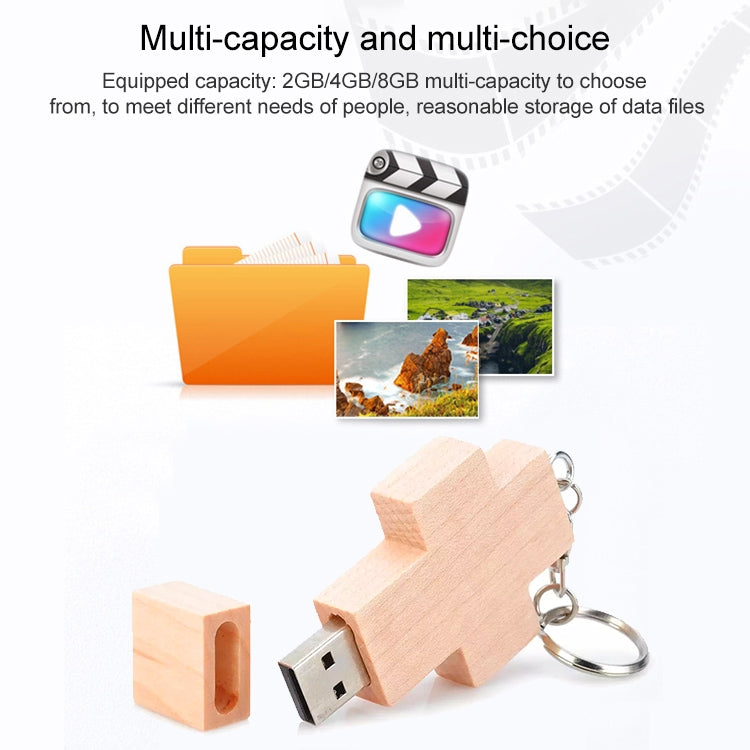 แฟลชไดรฟ์ USB สไตล์ไม้แบบกากบาท 8GB, 2GB, 4GB, 8GB