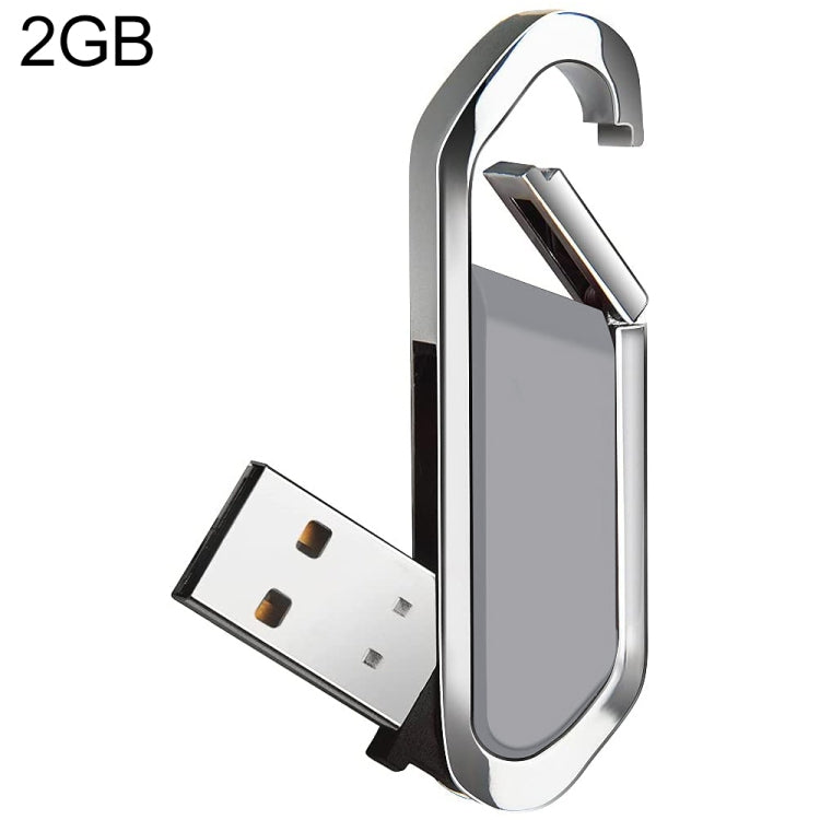 แฟลชไดรฟ์ USB 2.0 สไตล์พวงกุญแจโลหะ 2GB (สีเทา)