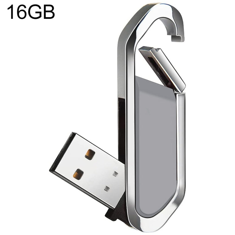 แฟลชไดรฟ์ USB 2.0 สไตล์พวงกุญแจโลหะ 16GB (สีเทา)