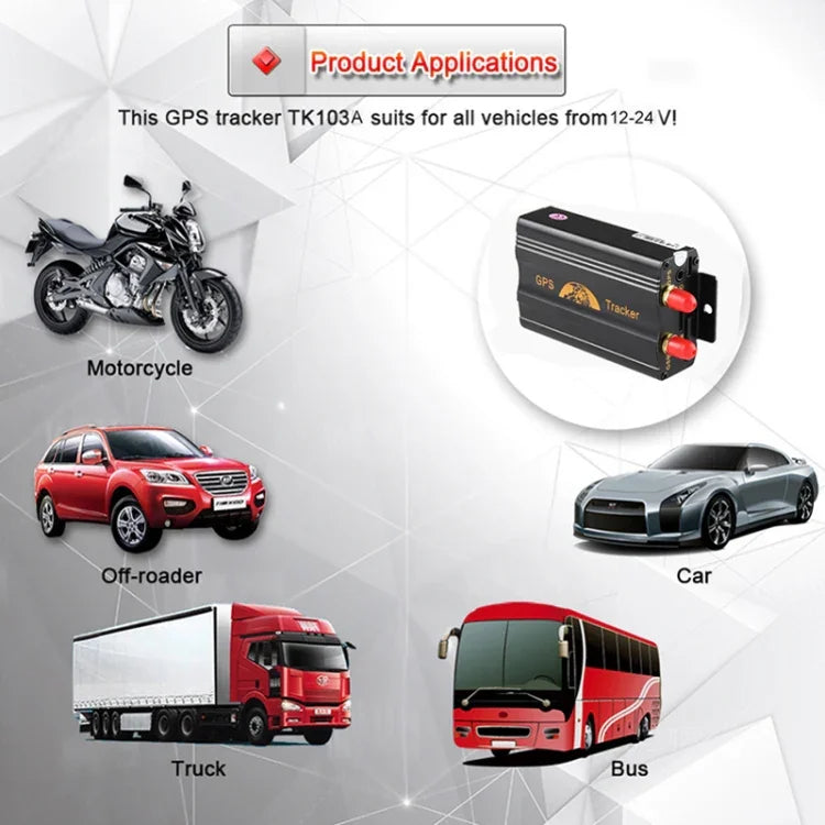 TK103A ระบบติดตามรถยนต์ GPS / SMS / GPRS รองรับซิมการ์ดคู่ ออกแบบเฉพาะสำหรับรถยนต์ แท็กซี่ รถบรรทุก, TK103A