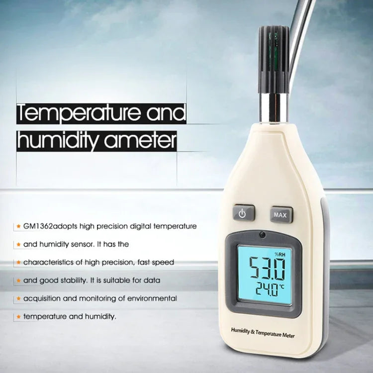 BENETECH GM1362 เครื่องวัดความชื้นและอุณหภูมิแบบดิจิทัลหน้าจอ 1.45 นิ้ว, GM1362