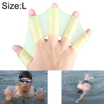 ถุงมือฝึกว่ายน้ำซิลิโคนแบบครีบมือ L ขนาด: L สีเขียว ขนาด: L สีน้ำเงิน