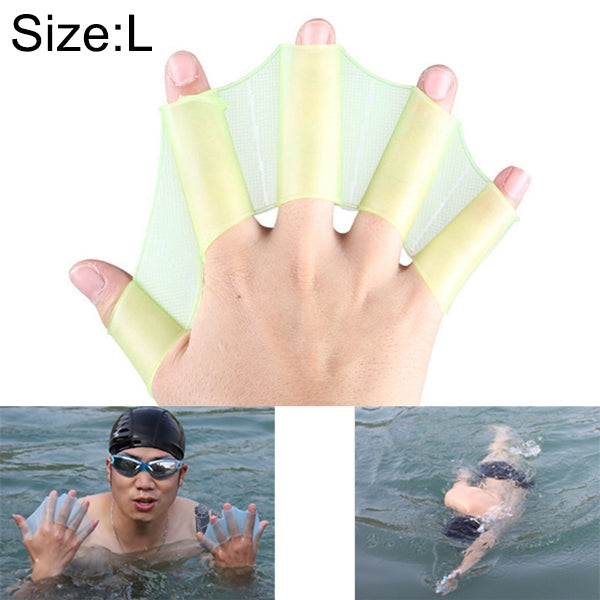 ถุงมือฝึกว่ายน้ำซิลิโคนแบบครีบมือ L ขนาด: L สีเขียว ขนาด: L สีน้ำเงิน