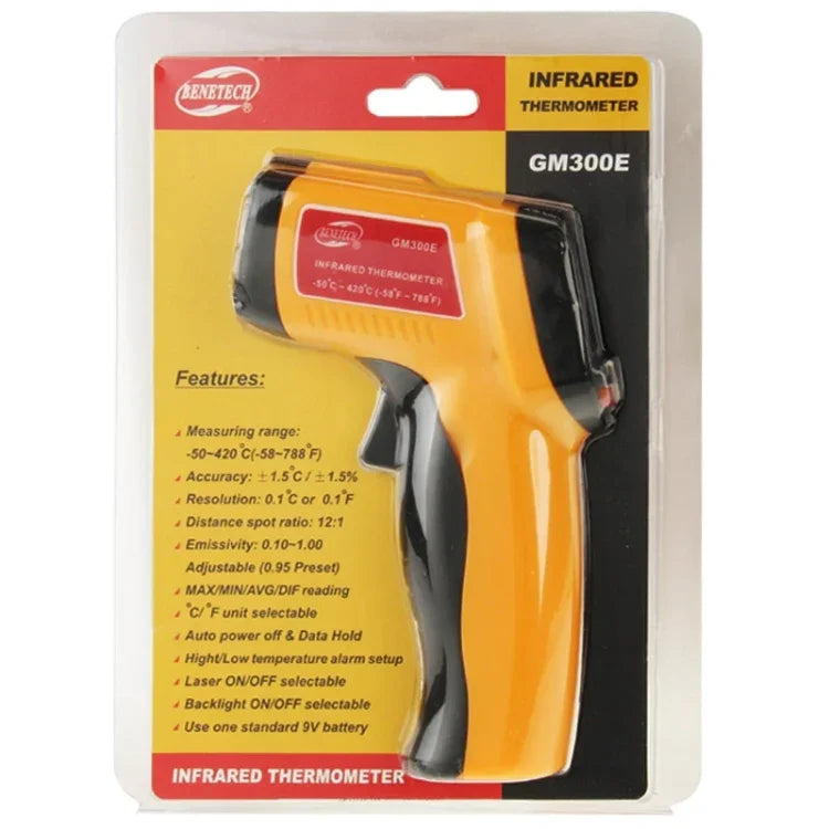 BENETECH GM300E เทอร์โมมิเตอร์อินฟราเรดเลเซอร์ดิจิทัล ช่วงอุณหภูมิ: -50-420 องศาเซลเซียส, GM300E