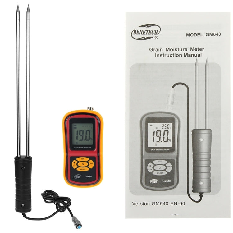 เครื่องวัดความชื้นเมล็ดพืชดิจิตอลคุณภาพสูง BENETECH GM640 พร้อมหน้าจอ LCD