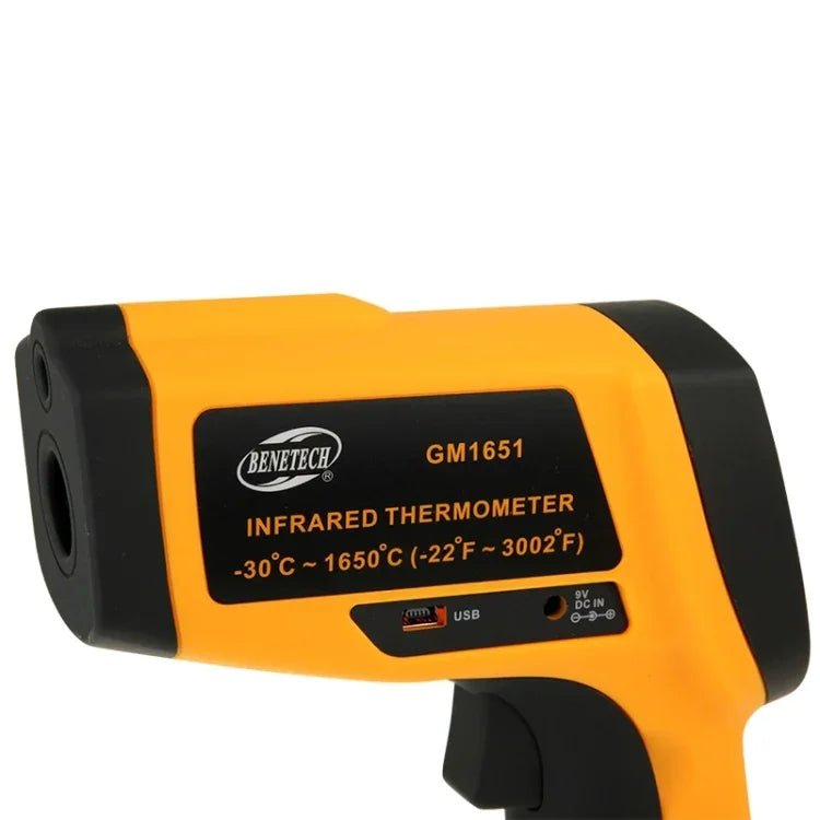 BENETECH GM1651 ปืนวัดอุณหภูมิอินฟราเรดแบบดิจิทัลหน้าจอ USB แบบมือถือ ช่วงวัด: -30~1650C, GM1651