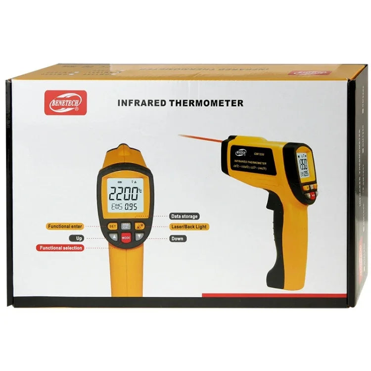 BENETECH GM1651 ปืนวัดอุณหภูมิอินฟราเรดแบบดิจิทัลหน้าจอ USB แบบมือถือ ช่วงวัด: -30~1650C, GM1651
