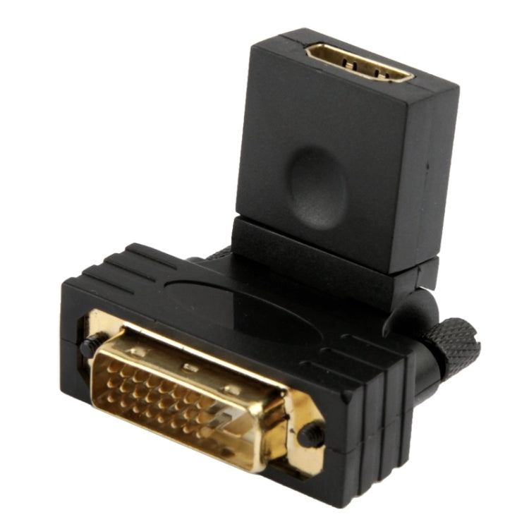 อะแดปเตอร์ DVI 24+1 พิน ชาย ชุบทอง หมุนได้ 360 องศา เป็น HDMI 19 พิน หญิง, DVI 24+1 พิน ชาย เป็น HDMI หญิง