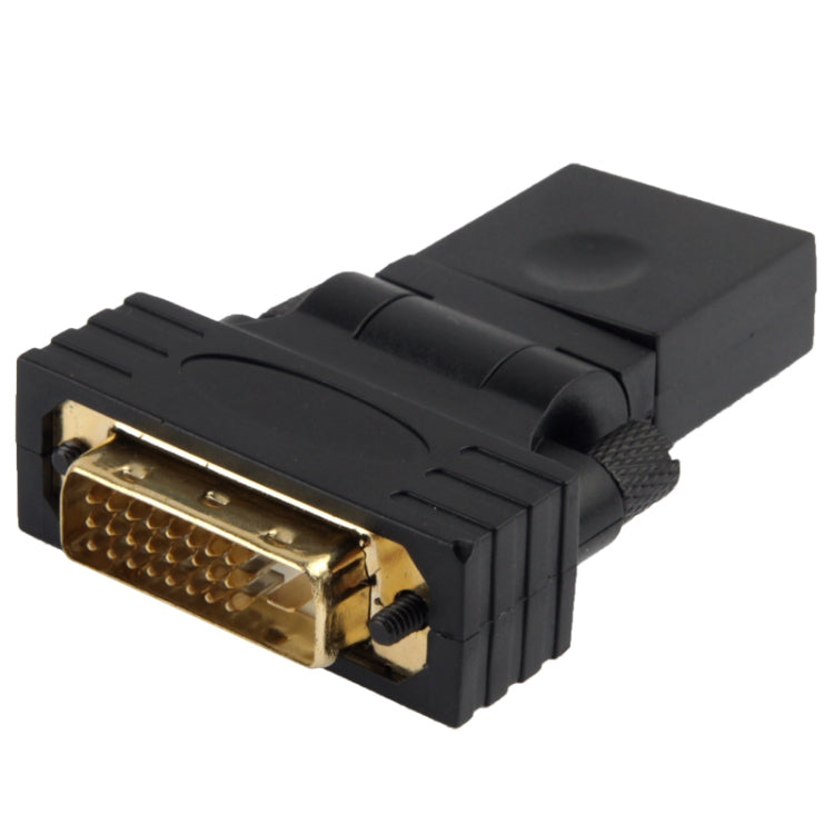 อะแดปเตอร์ DVI 24+1 พิน ชาย ชุบทอง หมุนได้ 360 องศา เป็น HDMI 19 พิน หญิง, DVI 24+1 พิน ชาย เป็น HDMI หญิง