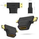 อะแดปเตอร์ 3 in 1 HDMI หญิง เป็น Mini HDMI ชาย + Micro HDMI ชาย, HDMI หญิง เป็น Mini HDMI + Micro HDMI