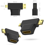 อะแดปเตอร์ 3 in 1 HDMI หญิง เป็น Mini HDMI ชาย + Micro HDMI ชาย, HDMI หญิง เป็น Mini HDMI + Micro HDMI