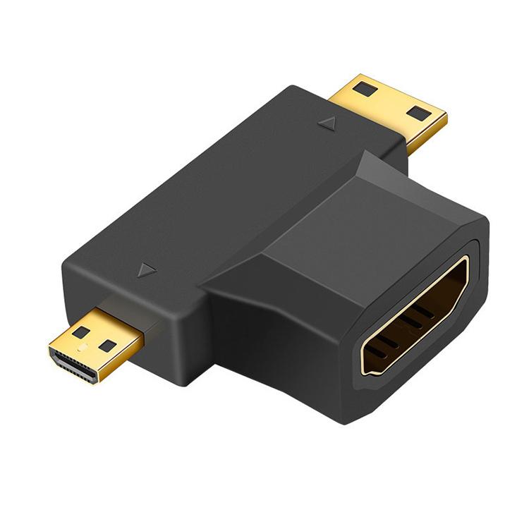 อะแดปเตอร์ 3 in 1 HDMI หญิง เป็น Mini HDMI ชาย + Micro HDMI ชาย, HDMI หญิง เป็น Mini HDMI + Micro HDMI