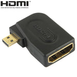 อะแดปเตอร์ทองชุบ Micro HDMI ตัวผู้เป็น HDMI 19 พิน ตัวเมีย พร้อมมุม 90 องศา, Micro HDMI เป็น HDMI