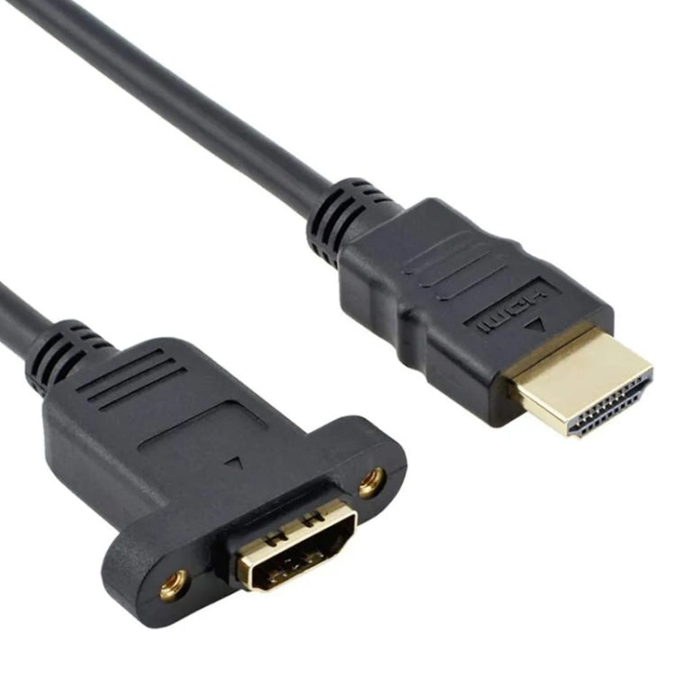 สายอะแดปเตอร์ HDMI (Type-A) ชาย เป็น HDMI (Type-A) หญิง ยาว 30 ซม. พร้อมรูสกรู 2 รู, HDMI AM เป็น AF พร้อมรูหูฟัง (30 ซม.)