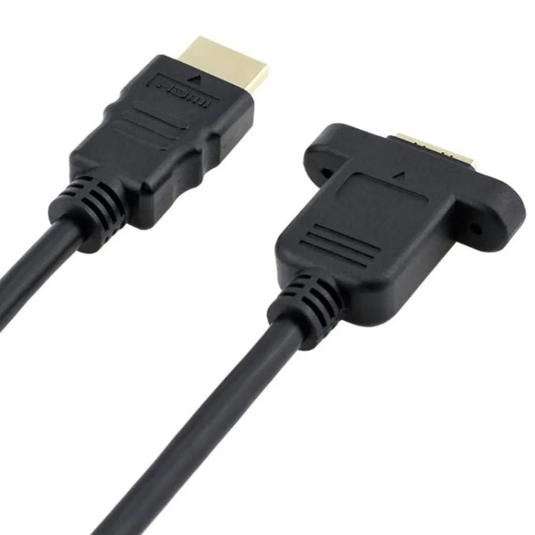 สายอะแดปเตอร์ HDMI (Type-A) ชาย เป็น HDMI (Type-A) หญิง ยาว 30 ซม. พร้อมรูสกรู 2 รู, HDMI AM เป็น AF พร้อมรูหูฟัง (30 ซม.)
