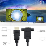 สายอะแดปเตอร์ HDMI (Type-A) ชาย เป็น HDMI (Type-A) หญิง ยาว 30 ซม. พร้อมรูสกรู 2 รู, HDMI AM เป็น AF พร้อมรูหูฟัง (30 ซม.)