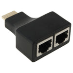 สายขยายเครือข่าย HDMI ยาว 30 ม. เป็นพอร์ต RJ45 คู่ ผ่าน Cat 5e/6 สำหรับ 3D HDTV, RJ45 คู่ สีดำ